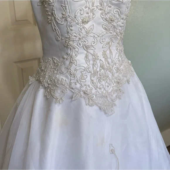 beaded overlay wedding dress Beaded Lace Sheath Wedding Dress with Crystal Veil main image 1